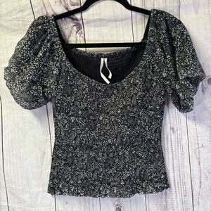 Anthropologie Aurelia Smocked Top Size Small Smocked Puff Sleeve Ditsy Floral